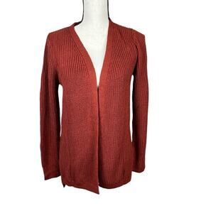 Pinque Cardigan Sweater Women’s Small Open Front Knit Criss Cross Back Rust